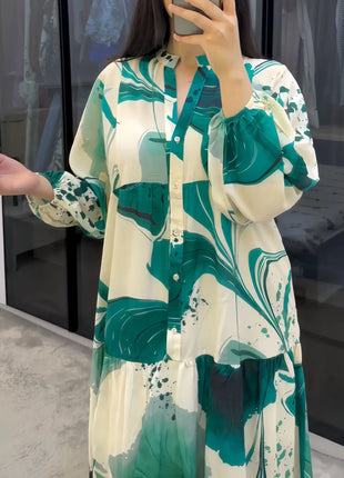 Eid Women Dress Abaya Muslim Loose Button Up Dubai Vestidos Largos Long Dresses Kaftan Arab Robe Party Caftan Jalabiya Ramadan