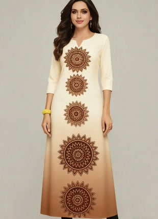 Dress Kurt Women's Fashionable And Elegant National Style Straight Tube Casual Round Neck Colorful Elephant Pattern Dress