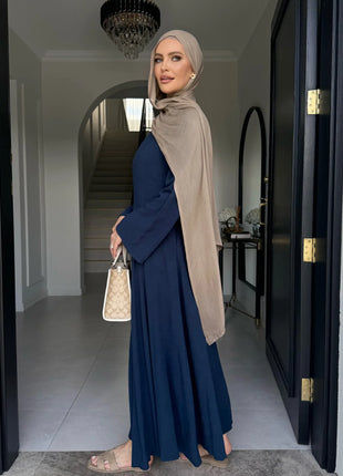 2025 Summer Arabic Muslim Women Modest Dress Eid Dubai Plain Abaya Islam Party Outfit Elegant Holiday Dresses Turkey Kaftan Robe