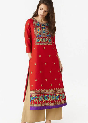 Muslim Kurtta Women Casual Fashion Dress National Style Straight Tube Casual Ethnic Abito Donna Musulmana Slit hem Turkish Abaya