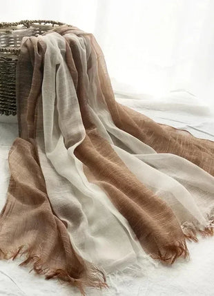 Thin Scarf Shawl New Cotton and Linen Women's Solid Color Sunscreen Muslim Headband Israel Saudi Arabia Japanese South Korea