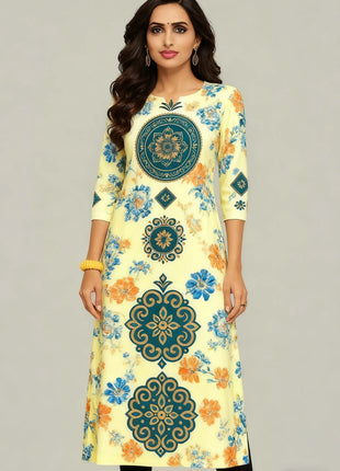 National style Women Kurt Casual Dress Long Sleeve Straight Casual Ethnic Flower Mandarin 3D Design Suitable Ladies Abaya Muslim