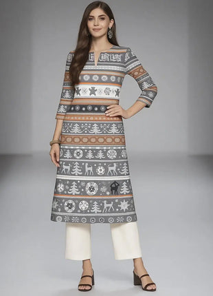 Muslim Kurt Christmas Women's Casual Fashion Comfortable Dress Long Sleeve Straight Tube Casual Ethnic Arabian Dress