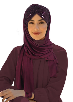2025 Muslim Women Instant Scarf Sequin Hijab Turban Pull On Headscarf Ramadan Islam Pray Hijabs Niqab Nikab Pull On Head Wrap