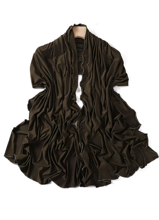 Luxury Wavy Edge Jersey Hijab for Women Solid Color Milk Silk Scarf Headscarf Autumn Shawl Stretchy Chiffon Scarf Ramanda