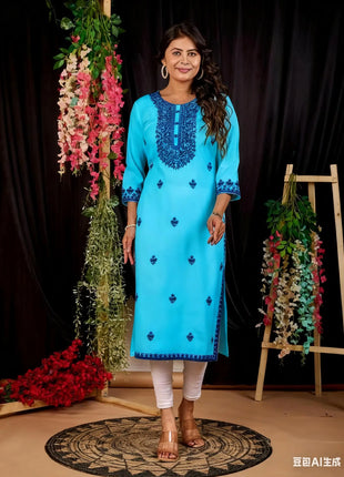 Muslim Dress Kurt Fashionable Elegant Straight Tube National Style Flowers Pattern Noble Skirt Slit Hem Abito Donna Musulmana