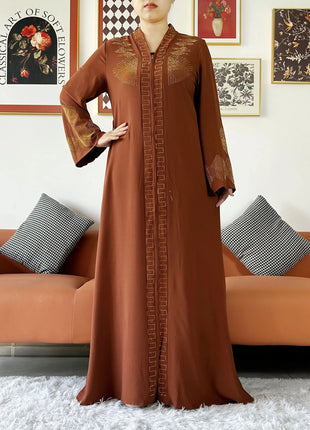 New Women Elegant Dress Chiffon Open Abaya with Zipper Muslim Women Dress Islamic Clothing Cardigan Abaya Women Muslim Dress