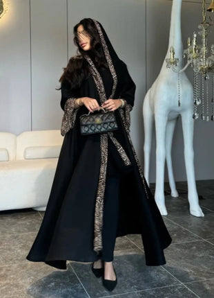Eid Women Muslim Abaya Leopard Cardigan with Scarf Dress 2025 Vestidos Largos Caftan Robe Jalabiya Ramadan Morocco Dubai Kaftan