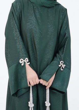 Eid Muslim Abaya for Women Bow Dresses Jalabiya Vestidos Split Sleeve Ramadan Morocco Dubai Long Robe Party Islam Kaftan 2025