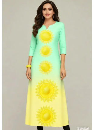 Dress Kurt Women's Fashionable And Elegant National Style Straight Tube Casual Round Neck Colorful Elephant Pattern Dress