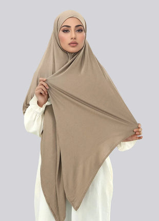 145*145cm Large Size Jersey Modal Square Scarf Stretchy Muslim Instant Hijab Layer Khimar Eid Islamic Women Prayer Headscarf