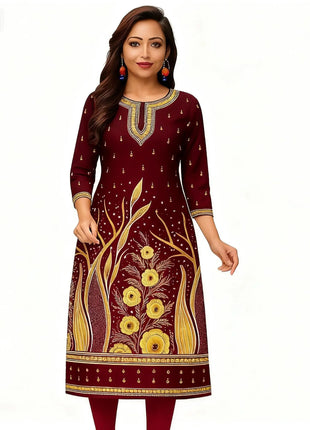 Muslim Dress Kurt Women's Fashionable Elegant Straight Tube Casual Peacock National Style Pattern Noble Skirt Muslim Slit hem