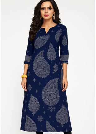 Muslim Dress Kurt Women's Fashionable Straight Tube Casual Round Neck Picture Multiple National Style Robe Femmes Musulmans