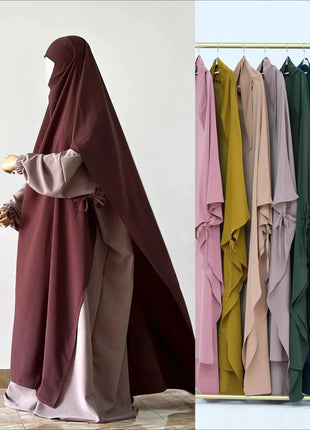 Eid Muslim Women Khimar Hijab Islamic Dubai Solid Color Scarves Turban Arab Ladies Praying Headdress Ramadan Long Headscarf 2025