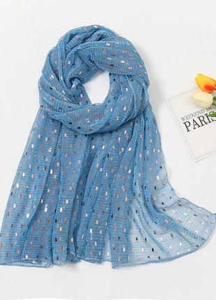 Glitter Shimmer Muslim Hijabs Fashion Solid Bubble Chiffon Scarf High Quality Shawl Scarves Silver Crinkle Woman Headscarf