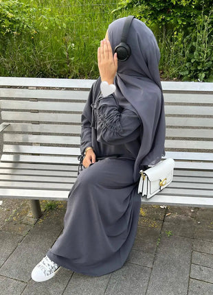 Eid Modest Dress for Women Abaya Lace-up Sleeve Morocco Party Dresses Ramadan Vestidos Largos Kaftan Islam Dubai Arab Long Robe