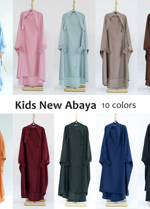 Ramadan Muslim Dress Girls Kids Prayer Garment Hijab Dress  Child Hooded Abaya Full Cover Niqab Islam Dubai Eid Robe 2023 jilbab