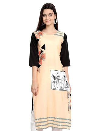 Muslim Women Kurt Casual Dress Slit hem Straight Casual Ethnic Peacock Mandarin Flowers Regular Size 3D Design Suitable