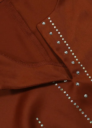 Muslim Satin Dress for Women Fashion Diamond Evening Dress Abaya Dubai Dinner Robe Muslim Dress Women Clothes for Muslim Women