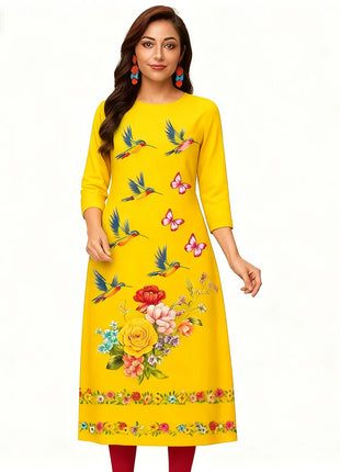 Muslim Women Kurt Fashionable Elegant Straight Tube Casual Flowers Pattern Slit Hem Comfortable Dress Women Dress Turkish Abaya