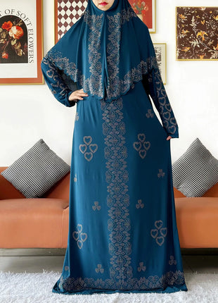 Muslim Two Piece Set Hijab Prayer Dress Fashion Abaya Set Women Prayer Garment Hijab Long Khimar Long Dress Sets Islamic Ramadan