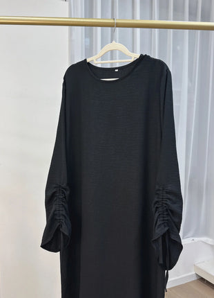 Eid Modest Dress for Women Abaya Lace-up Sleeve Morocco Party Dresses Ramadan Vestidos Largos Kaftan Islam Dubai Arab Long Robe