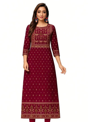 Muslim Kurt Women's Fashion Comfortable Dress Muslim Kurtta Straight Tube Casual Ethnic Slit hem New Dress Slit hem