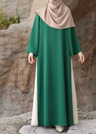 Muslim Women Modest Long Dress Patchwork Drawstring Arab Robe Vestidos Jalabiya Dubai Saudi Abayas Morocco Eid Ramadan Dresses