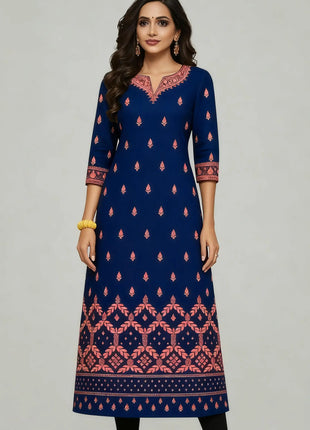 Muslim Dress Kurt Women's Fashionable And Elegant Straight Tube Casual Round Neck Color Elephant Pattern Abaya Femme Dubaï
