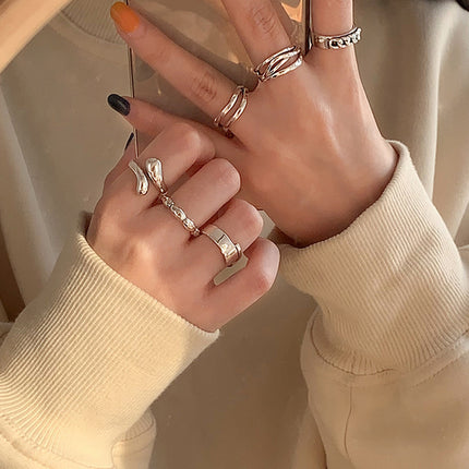 Adjustable Geometric Sterling Silver Ring