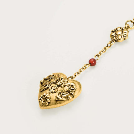 Vintage Heart Pendant Necklace with 18K Gold Plating