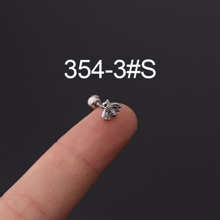 Stainless steel ear bone nail zircon