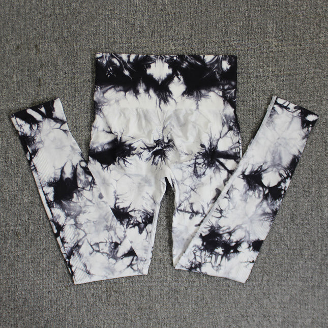 Seamless smiley face tie-dye yoga pants