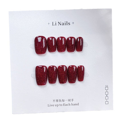 Reusable Handmade Nail Art Patches with Red Diamonds