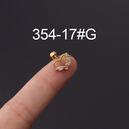 Stainless steel ear bone nail zircon