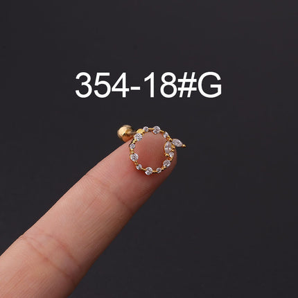 Stainless steel ear bone nail zircon