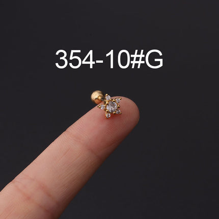 Stainless steel ear bone nail zircon