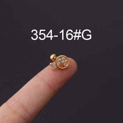 Stainless steel ear bone nail zircon