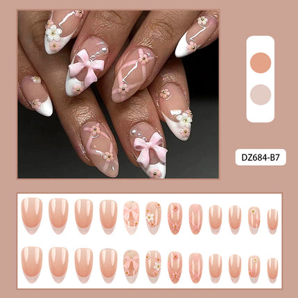 Floral white edge French nail art stickers