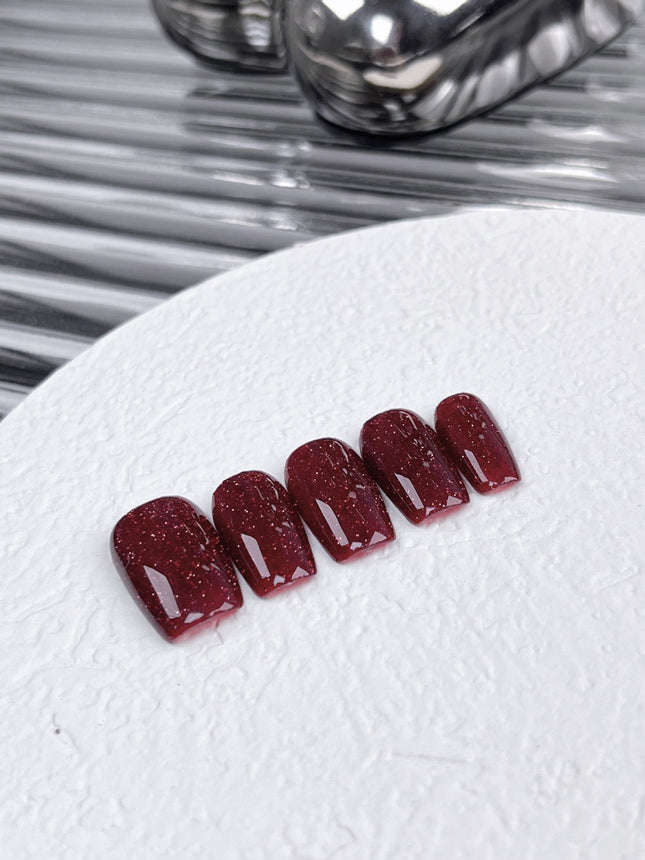 Reusable Handmade Nail Art Patches with Red Diamonds