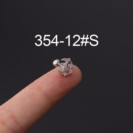 Stainless steel ear bone nail zircon