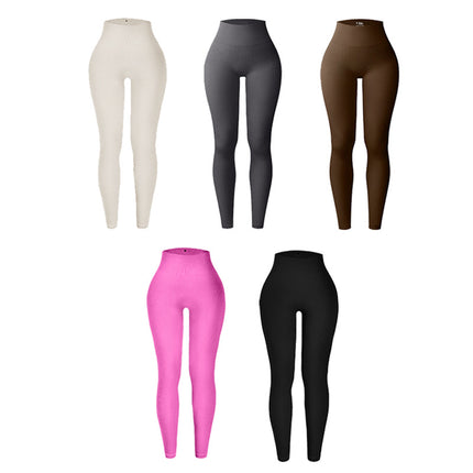 High-Waisted Ribbed Yoga Leggings for Women