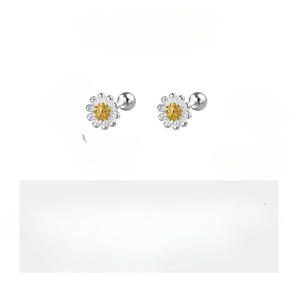 S925 pure silver daisy stud earrings