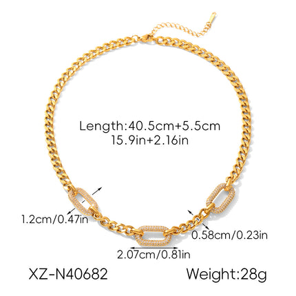 Coarse chain necklace with full diamonds