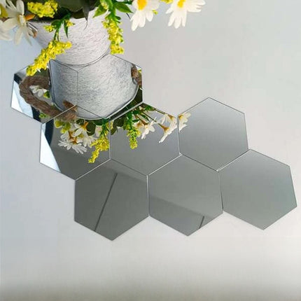 Hexagonal acrylic mirror wall sticker