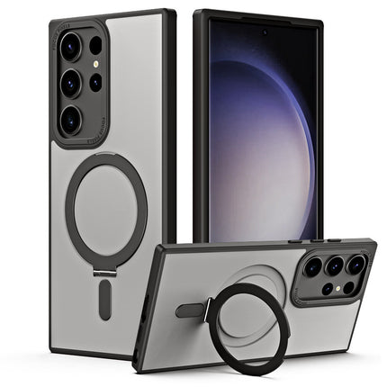 S25ultra Mobile Phone Case Magnetic Bracket MagSafe Drop-resistant Samsung S24 Transparent Fulcrum Mobile Phone Case