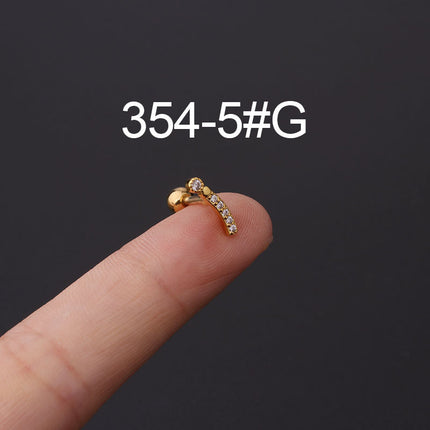 Stainless steel ear bone nail zircon