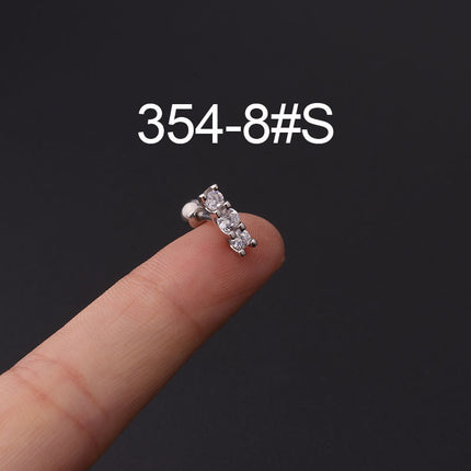 Stainless steel ear bone nail zircon