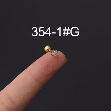 Stainless steel ear bone nail zircon