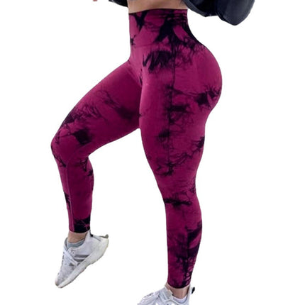 Seamless smiley face tie-dye yoga pants